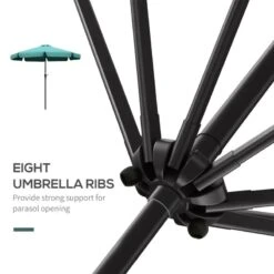 Outsunny 2.66m Patio Parasol With 8 Sturdy Ribs - Green - 84D-157GN -OUTSUNNY Sales Shop outsunny 84d 157gn 6