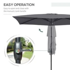 Outsunny 2 X 3m Rectangular Patio Parasol With Crank & Push Button Tilt - Dark Grey - 84D-158CG -OUTSUNNY Sales Shop outsunny 84d 158cg 4