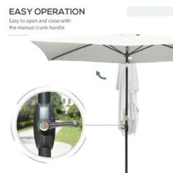 Outsunny 2 X 3m Rectangular Patio Parasol With Crank & Push Button Tilt - Cream White - 84D-158CW -OUTSUNNY Sales Shop outsunny 84d 158cw 4