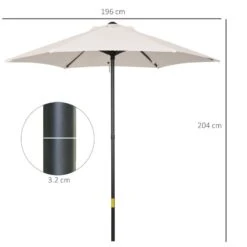 Outsunny 1.96m Patio Parasol With 6 Sturdy Ribs - Cream White - 84D-159 -OUTSUNNY Sales Shop outsunny 84d 159 2