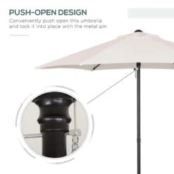 Outsunny 1.96m Patio Parasol With 6 Sturdy Ribs - Cream White - 84D-159 -OUTSUNNY Sales Shop outsunny 84d 159 5