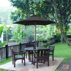 Outsunny 1.96m Patio Parasol With 6 Sturdy Ribs - Black - 84D-159BK -OUTSUNNY Sales Shop outsunny 84d 159bk 10