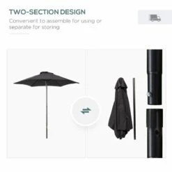 Outsunny 1.96m Patio Parasol With 6 Sturdy Ribs - Black - 84D-159BK -OUTSUNNY Sales Shop outsunny 84d 159bk 2