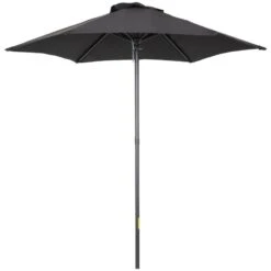 Outsunny 1.96m Patio Parasol With 6 Sturdy Ribs - Black - 84D-159BK -OUTSUNNY Sales Shop outsunny 84d 159bk