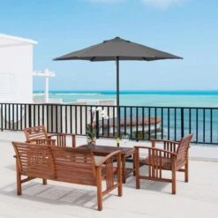 Outsunny 1.96m Patio Parasol With 6 Sturdy Ribs - Dark Grey - 84D-159CG -OUTSUNNY Sales Shop outsunny 84d 159cg 1