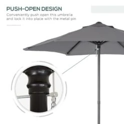 Outsunny 1.96m Patio Parasol With 6 Sturdy Ribs - Dark Grey - 84D-159CG -OUTSUNNY Sales Shop outsunny 84d 159cg 6
