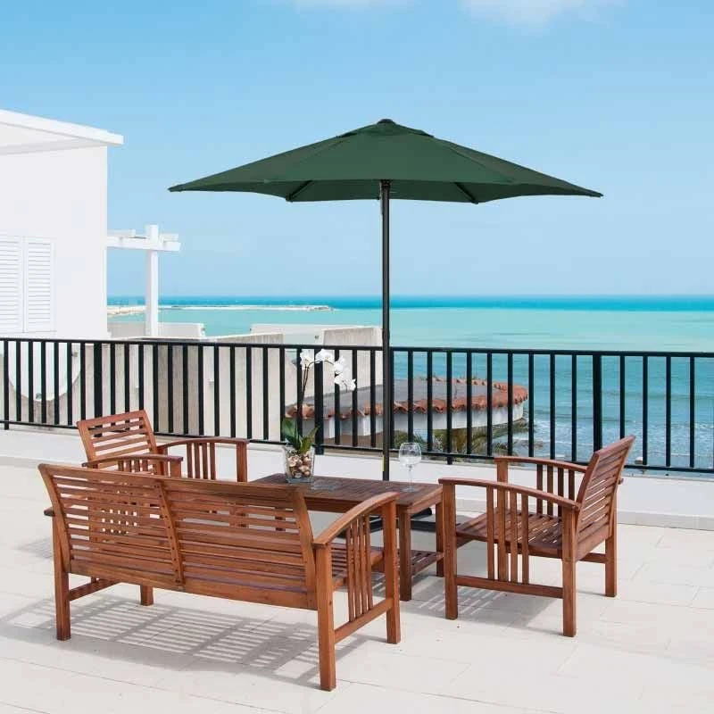 Outsunny 1.96m Patio Parasol With 6 Sturdy Ribs - Green - 84D-159GN 1 Outsunny 1.96m Patio Parasol With 6 Sturdy Ribs - Green - 84D-159GN