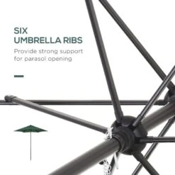 Outsunny 1.96m Patio Parasol With 6 Sturdy Ribs - Green - 84D-159GN 18 Outsunny 1.96m Patio Parasol With 6 Sturdy Ribs - Green - 84D-159GN -OUTSUNNY Sales Shop outsunny 84d 159gn 4