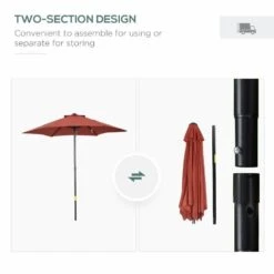 Outsunny 2m Patio Parasol With 6 Sturdy Ribs - Wine Red - 84D-159WR -OUTSUNNY Sales Shop outsunny 84d 159wr 3