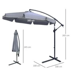 Outsunny 2.7m Banana Cantilever Parasol With Crank Handle And Cross Base - Dark Grey - 84D-161CG -OUTSUNNY Sales Shop outsunny 84d 161cg 2