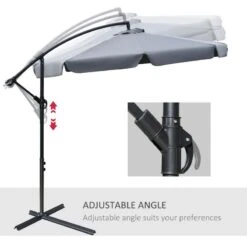 Outsunny 2.7m Banana Cantilever Parasol With Crank Handle And Cross Base - Dark Grey - 84D-161CG -OUTSUNNY Sales Shop outsunny 84d 161cg 4