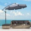 Outsunny 2.7m Banana Cantilever Parasol With Crank Handle And Cross Base - Dark Grey - 84D-161CG -OUTSUNNY Sales Shop outsunny 84d 161cg 9