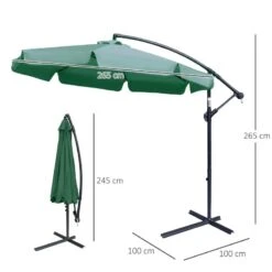 Outsunny 2.7m Banana Cantilever Parasol With Crank Handle And Cross Base - Green - 84D-161GN 18 Outsunny 2.7m Banana Cantilever Parasol With Crank Handle And Cross Base - Green - 84D-161GN -OUTSUNNY Sales Shop outsunny 84d 161gn 2