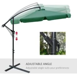 Outsunny 2.7m Banana Cantilever Parasol With Crank Handle And Cross Base - Green - 84D-161GN 16 Outsunny 2.7m Banana Cantilever Parasol With Crank Handle And Cross Base - Green - 84D-161GN -OUTSUNNY Sales Shop outsunny 84d 161gn 4
