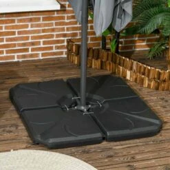 Outsunny Set Of 4 Parasol Base Stand Weights For Banana Hanging Cantilever Umbrella - Black - 84D-172V01BK -OUTSUNNY Sales Shop outsunny 84d 172v01bk 1