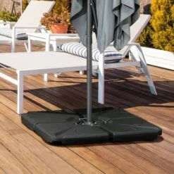 Outsunny Set Of 4 Parasol Base Stand Weights For Banana Hanging Cantilever Umbrella - Black - 84D-172V01BK