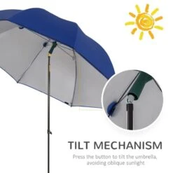 Outsunny 2m Fishing Beach Parasol With Sides And Push Botton Tilt & Carry Bag - Blue - 84D-173BU -OUTSUNNY Sales Shop outsunny 84d 173bu 4
