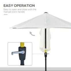 Outsunny 2m Half Balcony Parasol With Crank Handle & Base - Cream White - 84D-175CW -OUTSUNNY Sales Shop outsunny 84d 175cw 4