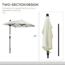Outsunny 2m Half Balcony Parasol With Crank Handle & Base - Cream White - 84D-175CW -OUTSUNNY Sales Shop outsunny 84d 175cw 5