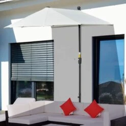 Outsunny 2m Half Balcony Parasol With Crank Handle & Base - Cream White - 84D-175CW -OUTSUNNY Sales Shop outsunny 84d 175cw 9