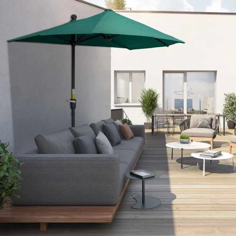 Outsunny 2m Half Balcony Parasol With Crank Handle & Base - Dark Green - 84D-175DG 10 Outsunny 2m Half Balcony Parasol With Crank Handle & Base - Dark Green - 84D-175DG - Image 10