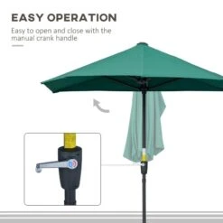 Outsunny 2m Half Balcony Parasol With Crank Handle & Base - Dark Green - 84D-175DG 16 Outsunny 2m Half Balcony Parasol With Crank Handle & Base - Dark Green - 84D-175DG -OUTSUNNY Sales Shop outsunny 84d 175dg 5
