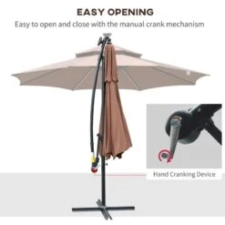 Outsunny 3m Cantilever Banana Parasol With LED Solar Lights, Crank, 8 Sturdy Ribs And Cross Base - Coffee - 84D-180CF 17 Outsunny 3m Cantilever Banana Parasol With LED Solar Lights, Crank, 8 Sturdy Ribs And Cross Base - Coffee - 84D-180CF -OUTSUNNY Sales Shop outsunny 84d 180cf 4