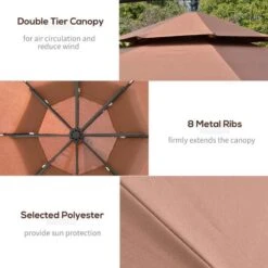 Outsunny 3m Cantilever Banana Parasol With LED Solar Lights, Crank, 8 Sturdy Ribs And Cross Base - Coffee - 84D-180CF 15 Outsunny 3m Cantilever Banana Parasol With LED Solar Lights, Crank, 8 Sturdy Ribs And Cross Base - Coffee - 84D-180CF -OUTSUNNY Sales Shop outsunny 84d 180cf 7