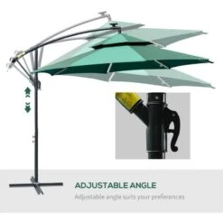 Outsunny 3m Cantilever Banana Parasol With LED Solar Lights, Crank, 8 Sturdy Ribs And Cross Base - Green - 84D-180GN 15 Outsunny 3m Cantilever Banana Parasol With LED Solar Lights, Crank, 8 Sturdy Ribs And Cross Base - Green - 84D-180GN -OUTSUNNY Sales Shop outsunny 84d 180gn 5