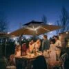 Outsunny 3m Cantilever Parasol Solar LED Lighted Hanging Canopy With Tilt And Crank Handle And Cross Base - Grey - 84D-184CG -OUTSUNNY Sales Shop outsunny 84d 184cg 1