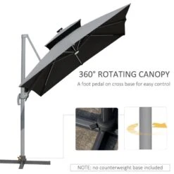Outsunny 3m Cantilever Parasol Solar LED Lighted Hanging Canopy With Tilt And Crank Handle And Cross Base - Grey - 84D-184CG 18 Outsunny 3m Cantilever Parasol Solar LED Lighted Hanging Canopy With Tilt And Crank Handle And Cross Base - Grey - 84D-184CG -OUTSUNNY Sales Shop outsunny 84d 184cg 3
