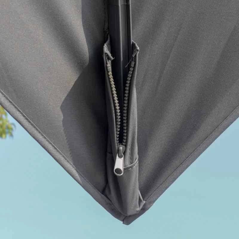 Outsunny 3m Cantilever Parasol Solar LED Lighted Hanging Canopy With Tilt And Crank Handle And Cross Base - Grey - 84D-184CG 4 Outsunny 3m Cantilever Parasol Solar LED Lighted Hanging Canopy With Tilt And Crank Handle And Cross Base - Grey - 84D-184CG - Image 4