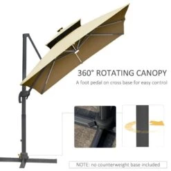 Outsunny 3m Cantilever Parasol Solar LED Lighted Hanging Canopy With Tilt And Crank Handle And Cross Base - Beige - 84D-184KK 18 Outsunny 3m Cantilever Parasol Solar LED Lighted Hanging Canopy With Tilt And Crank Handle And Cross Base - Beige - 84D-184KK -OUTSUNNY Sales Shop outsunny 84d 184kk 3