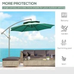 Outsunny 2.7m Banana Cantilever Parasol With Crank Handle And Cross Base - Green - 84D-187GN 17 Outsunny 2.7m Banana Cantilever Parasol With Crank Handle And Cross Base - Green - 84D-187GN -OUTSUNNY Sales Shop outsunny 84d 187gn 4
