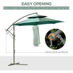 Outsunny 2.7m Banana Cantilever Parasol With Crank Handle And Cross Base - Green - 84D-187GN 15 Outsunny 2.7m Banana Cantilever Parasol With Crank Handle And Cross Base - Green - 84D-187GN -OUTSUNNY Sales Shop outsunny 84d 187gn 6