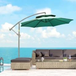 Outsunny 2.7m Banana Cantilever Parasol With Crank Handle And Cross Base - Green - 84D-187GN 12 Outsunny 2.7m Banana Cantilever Parasol With Crank Handle And Cross Base - Green - 84D-187GN -OUTSUNNY Sales Shop outsunny 84d 187gn 9