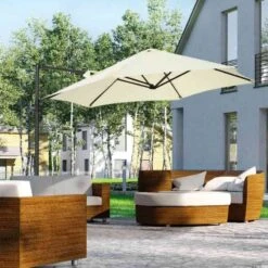 Outsunny 2.5M Cantilever Parasol With 360° Rotation With Cross Base - Beige - 84D-209V00BG -OUTSUNNY Sales Shop outsunny 84d 209v00bg 8