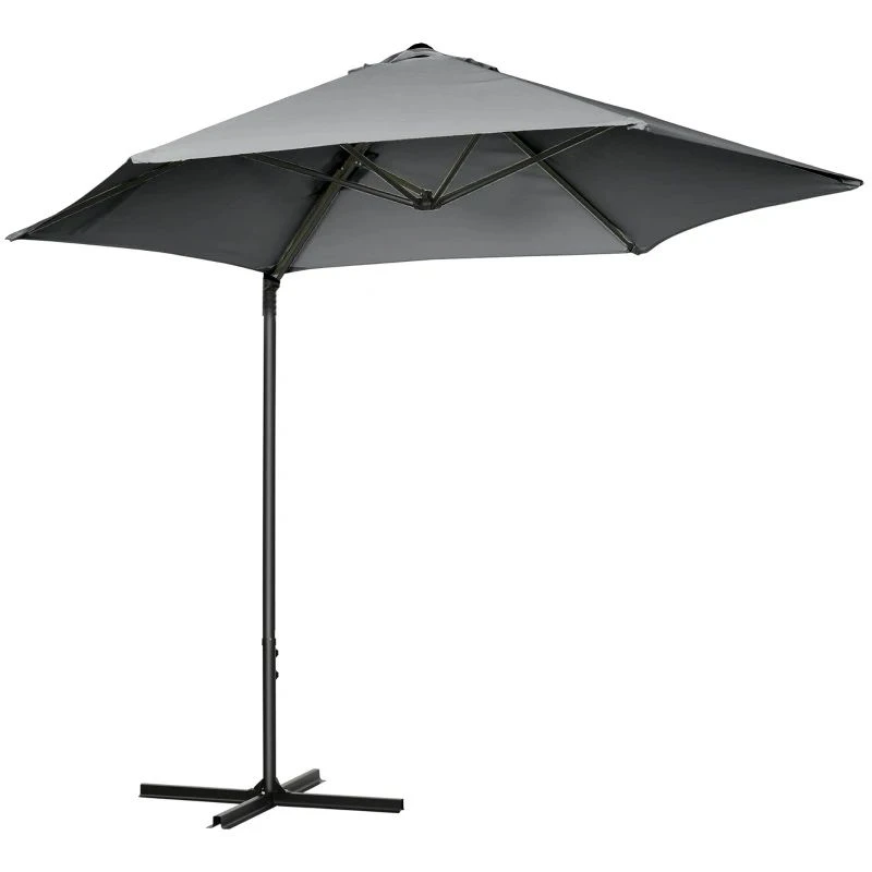 Outsunny 2.5M Cantilever Parasol With 360-degree Rotation With Cross Base - Dark Grey - 84D-209V00CG 3 Outsunny 2.5M Cantilever Parasol With 360-degree Rotation With Cross Base - Dark Grey - 84D-209V00CG - Image 3
