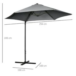 Outsunny 2.5M Cantilever Parasol With 360-degree Rotation With Cross Base - Dark Grey - 84D-209V00CG 18 Outsunny 2.5M Cantilever Parasol With 360-degree Rotation With Cross Base - Dark Grey - 84D-209V00CG -OUTSUNNY Sales Shop outsunny 84d 209v00cg 2