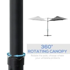 Outsunny 2.5M Cantilever Parasol With 360-degree Rotation With Cross Base - Dark Grey - 84D-209V00CG 16 Outsunny 2.5M Cantilever Parasol With 360-degree Rotation With Cross Base - Dark Grey - 84D-209V00CG -OUTSUNNY Sales Shop outsunny 84d 209v00cg 4