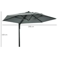 Outsunny Hand To Push Wall Mounted Parasol With 180° Rotatable Canopy - Grey - 84D-210V00GY 18 Outsunny Hand To Push Wall Mounted Parasol With 180° Rotatable Canopy - Grey - 84D-210V00GY -OUTSUNNY Sales Shop outsunny 84d 210v00gy 2