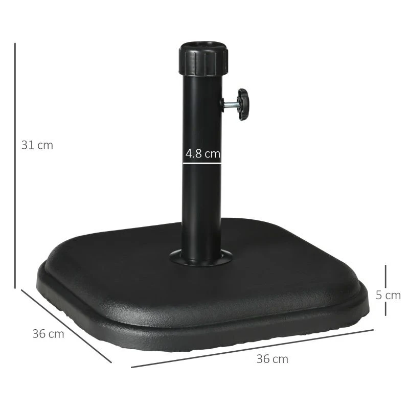 Outsunny 11kg Concrete Parasol Base Holder - Black - 84D-249V00BK 9 Outsunny 11kg Concrete Parasol Base Holder - Black - 84D-249V00BK - Image 9