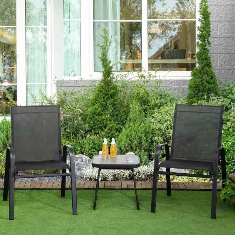 Outsunny 3 Pieces Mesh Fabric Bistro Set - Black - 84G-029V00BK 1 Outsunny 3 Pieces Mesh Fabric Bistro Set - Black - 84G-029V00BK