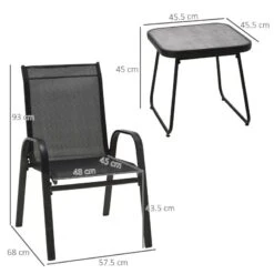 Outsunny 3 Pieces Mesh Fabric Bistro Set - Black - 84G-029V00BK 19 Outsunny 3 Pieces Mesh Fabric Bistro Set - Black - 84G-029V00BK -OUTSUNNY Sales Shop outsunny 84g 029v00bk 2