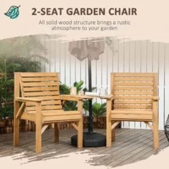 Outsunny 2 Seater Wooden Garden Bench With Table - Brown - 84G-144V00LR -OUTSUNNY Sales Shop outsunny 84g 144v00lr 3