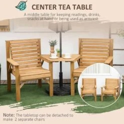 Outsunny 2 Seater Wooden Garden Bench With Table - Brown - 84G-144V00LR -OUTSUNNY Sales Shop outsunny 84g 144v00lr 5