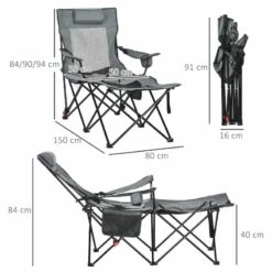 Outsunny Foldable Reclining Garden Chairs - Grey - 84G-152V00GY -OUTSUNNY Sales Shop outsunny 84g 152v00gy 2