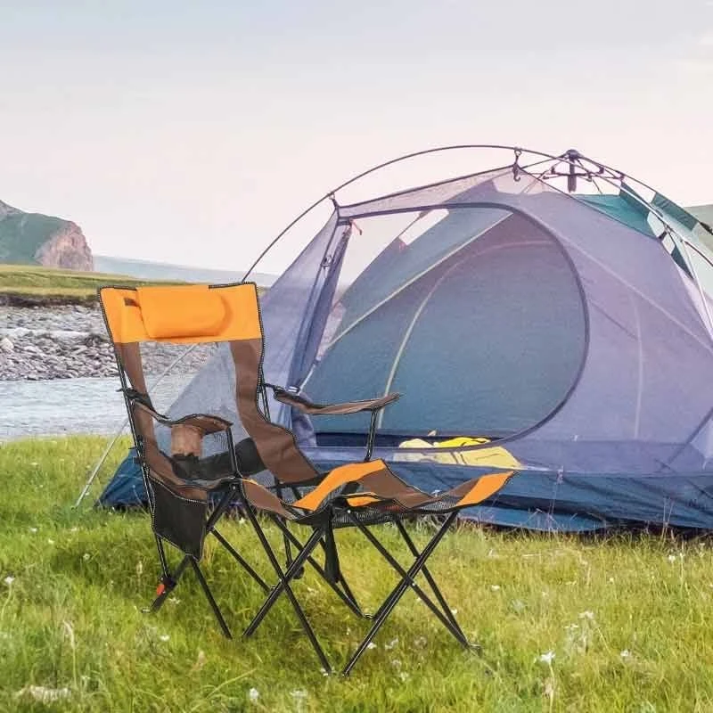 Outsunny Foldable Reclining Garden Chairs - Orange - 84G-152V00MX 1 Outsunny Foldable Reclining Garden Chairs - Orange - 84G-152V00MX