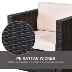 Outsunny 2-Seater Steel Rattan Sofa Furniture Set With Cushions - Brown- 860-073V01BN -OUTSUNNY Sales Shop outsunny 860 073v01bn 3