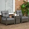 Outsunny 2-Seater PE Rattan Garden Set With Padded Chair Storage Table - Grey - 860-111V71GY -OUTSUNNY Sales Shop outsunny 860 111v71gy 1
